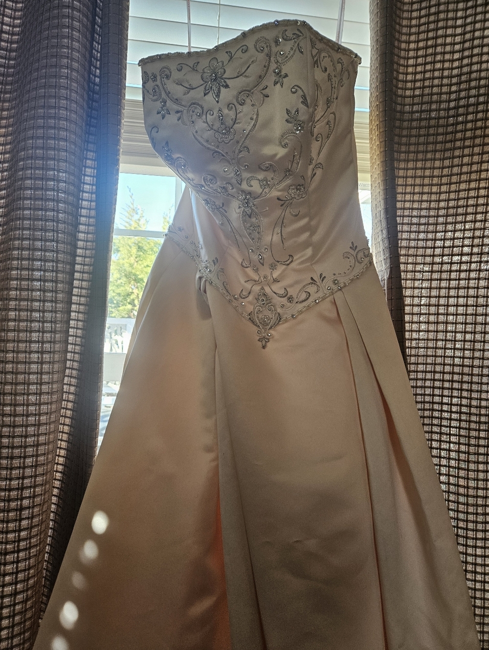 Strapless Embellished Satin Gown in Ivory - Jasmine